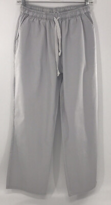 #ad Scrub Pants Uniform Light Gray Size Small Elastic Draw String Side Pockets $19.99