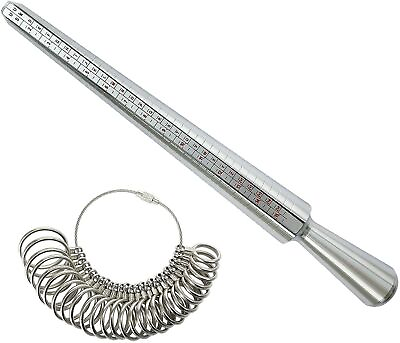 #ad Metal Ring Sizer Gauge Mandrel Finger Sizing Measure Stick Standard Tool Sliver $5.75