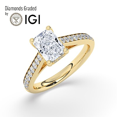 #ad IGI2.50 CT Solitaire Lab Grown Radiant Diamond Engagement Ring18K Yellow Gold $2634.00