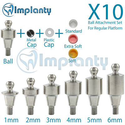 #ad 10 Ball Attachment Abutment Full Set Dental Implant Similar Nobel Active RP Ø4.3 $350.00