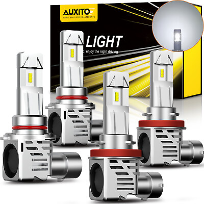 #ad AUXITO 9005H11 Combo LED Headlight Kits High Low Beam Bulbs White Super CANBUS $62.99
