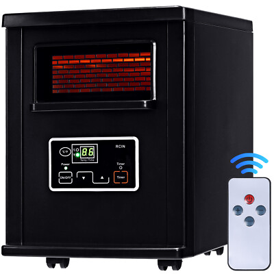 1500W Electric Portable Infrared Quartz Space Heater Warmer Filter Remote Black $109.49