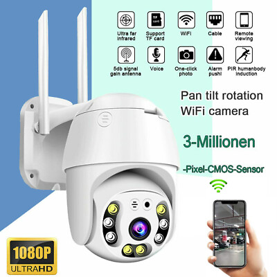 IP 1080P WIFI Camera CCTV HD PTZ Smart Home Security IR Cam Wireless Outdoor $34.98