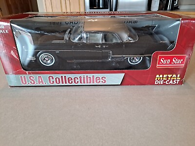 #ad USA COLLECTIBLES Sun Star Cadillac Brougham 1957 1:18 Scale Black Missing Mirror $79.95