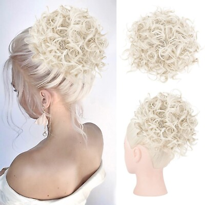 #ad Women Curly Messy Bun Hairpiece Drawstring Clip in Curly Hair Piece Chignon Updo $11.68
