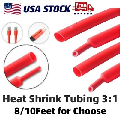 #ad Dual Wall Heat Shrink Tubing Red 3:1 Marine Adhesive Glue Lined Protection Kits $9.49