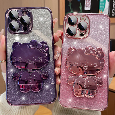 Case For iPhone 15 Pro Max 14 13 12 11 X XR Glitter Bling Hello Kitty Cute Cover $7.99