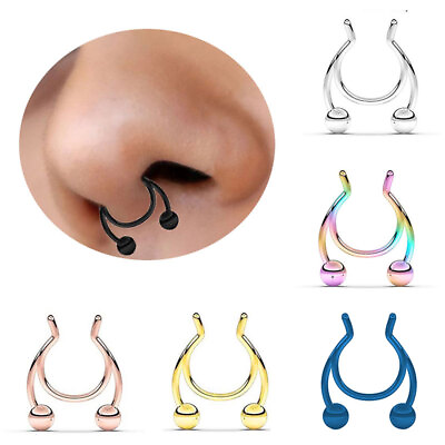 #ad Hoop Ring Septums Simple Body Piercing Jewelry Nose Clip Nasal Septum False* $1.49
