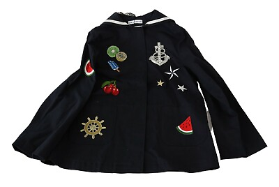 #ad DOLCE amp; GABBANA JUNIOR Blue Jacket Marine Cotton Anchor Sea Coat 11Y RRP $1400 $349.50