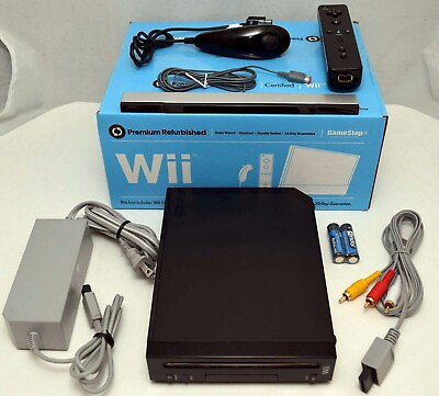 #ad Nintendo Wii BLACK Home Video Game Console System Bundle Mario Online RVL 101 $119.65