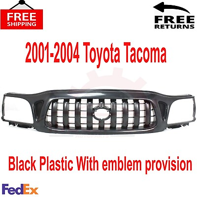 #ad Grille For 2001 2004 Toyota Tacoma Textured Black Plastic With emblem provision $100.50