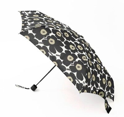 #ad Marimekko Mini Manual Unikko Folding Umbrella White Black 048857 030 New $80.00