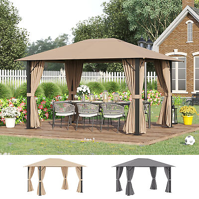 #ad #ad 13#x27; x 10#x27; Patio Gazebo Outdoor Canopy Shelter w Vented Roof Curtains $249.99