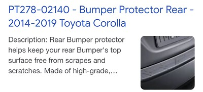 #ad Bumper Protector Rear Toyota Corolla Genuine Toyota Accessory OEM New $49.00