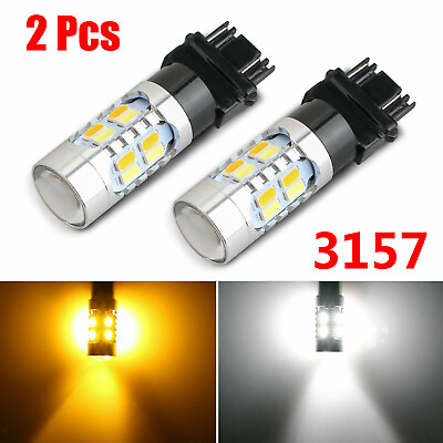 #ad 2Pcs 3157 LED DRL White Amber Switchback Turn Signal Parking Light Bulb 6500K $10.98
