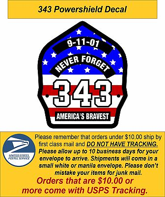 #ad Firefighter Sticker 9 11 Never Forget 343 USA Flag Style Decal Various Sizes $4.99
