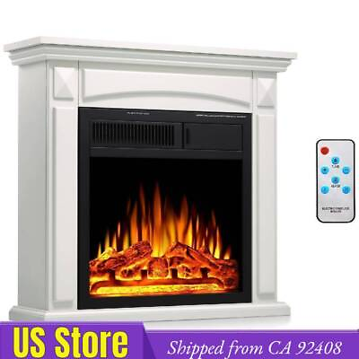 #ad 26.5#x27;#x27; White Electric Fireplace with Mantel Wooden Frame Fireboxfrom CA 92408 $269.99