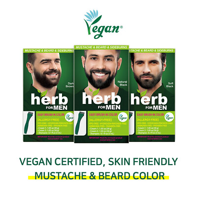 #ad #ad Herb For Men PPD Ammonia Allergy Free Mustache Beard Dye Vegan Ingredients Color $12.99