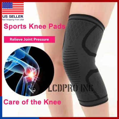 #ad Knee Sleeve Compression Brace Support For Sport Gym Joint Pain Arthritis Relief $4.76