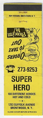#ad Super Hero Restaurant Brentwood NY 00 Different HeroesEmpty Matchcover $6.50