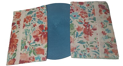 #ad Pioneer Woman Placemats 2 Gorgeous Garden Reversible 14X19in. 1 Turquoise... $24.99