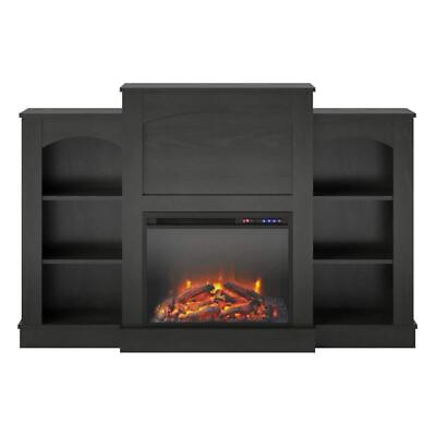 #ad Ameriwood Home Freestanding Electric Fireplaces 61.02quot; W Bookshelves Black Oak $394.72