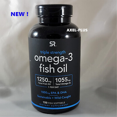 #ad Sports Research Triple Strength Omega 3 Fish Oil 150 Fish Softgels $34.95