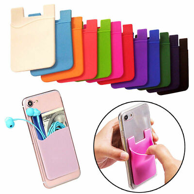 #ad Adhesive Silicone Credit Card Pocket Sticker Pouch Holder Case For Cell Phone $1.98