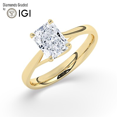 #ad IGI1.50 CT Solitaire Lab Grown Radiant Diamond Engagement Ring18K Yellow Gold $1425.00