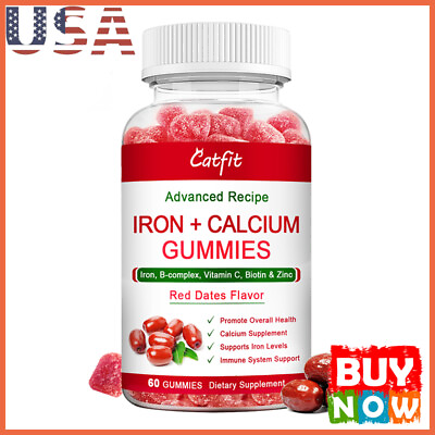 #ad Iron Calcium Gummies with Vitamin B Complex Energy Boost Support Iron Levels $13.88