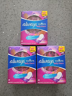 #ad 3 PK Always Radiant Regular Daily Liners 48 Ct Each Free Shipping $24.99