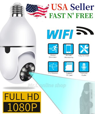 #ad Wireless Security 360° 1080P IP E27 Light Bulb Camera Wi Fi IR Night Smart Home $11.98