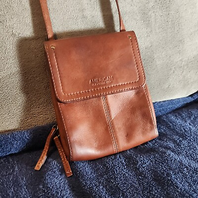 #ad American Leather Co Vintage Soft Leather Crossbody Kansas Bag $25.99