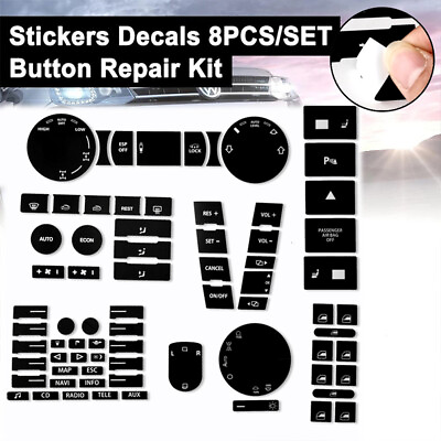 #ad For VW Volkswagen Touareg 2004–2009 Button Repair Decals Stickers Black 8 Set $10.99