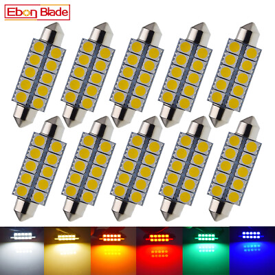 #ad 10 x Bright 44mm 1.73quot; Rigid Loop 5050 10 SMD Festoon LED Light Bulbs Door Trunk $12.99