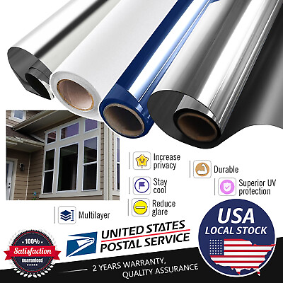 #ad Frosted White Black Silver Blue Glass Film Static Cling Office Home Window Tint $8.99