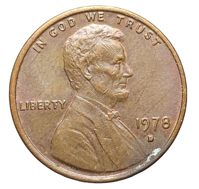 #ad USA One Lincoln Cent 1978 D Bronze Coin W280 GBP 2.99