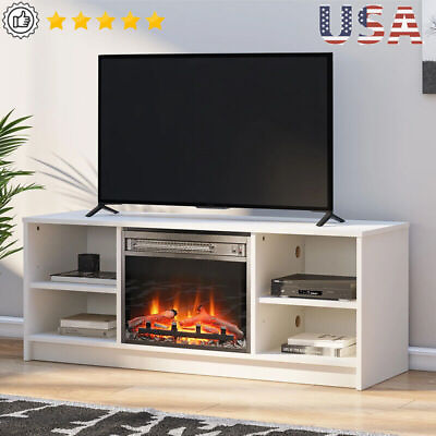 #ad Fireplace TV Stand TVs 55quot; Modern Fireplace Safety Storage LED Heater Electric $164.97