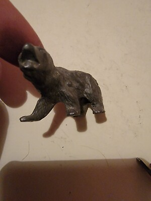 #ad Vintage Fine Pewter Miniature Figure Figurine Collectible VTG Grizzly Bear $10.37