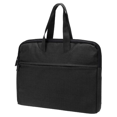 #ad 15x11.4quot; Document Bag Oxford 2 Compartment Hand held Thickened Briefcase Black $23.14