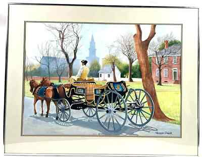 #ad Williamsburg Carriage Ride Wythe House Original Gouache on Paper by George Parr $799.00