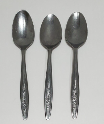 #ad Vintage Superior Stainless Radiant Rose Flatware Set of 3 Teaspoons Made in USA $6.95