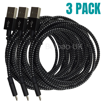 #ad 3 Pack Heavy Duty Micro USB Cable 6FT Fast Charge Charging Data Cord For Samsung $9.72