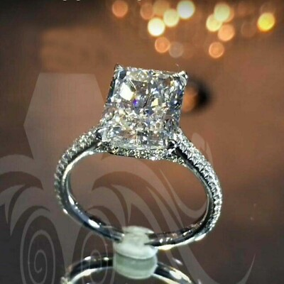 #ad 3CT Radiant Cut Real Moissanite Wedding Engagement Ring in 925 Sterling Silver $159.99