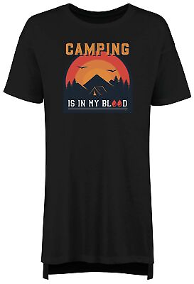 #ad Funny Camping Nightie Womens Camping is in my Blood Ladies Night Shirt Gift GBP 13.99