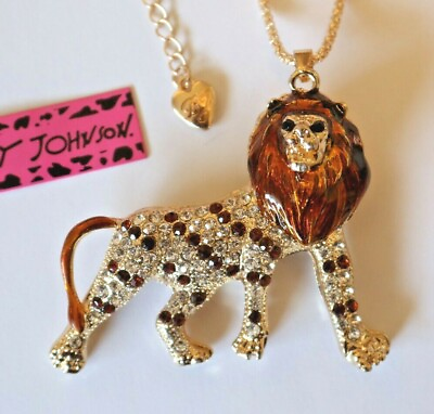#ad NEW Betsey Johnson Crystal Rhinestone Enamel Lion Necklace $7.99