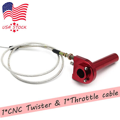#ad Red CNC 7 8 Inch Handlebar Motorcycle Throttle Turn Grip Quick TwisterCable USA $16.02