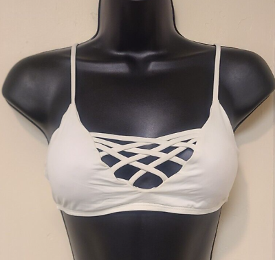 #ad NEW L Space Bikini Top Seamless Front Size Medium White Womens Swimwear $19.95