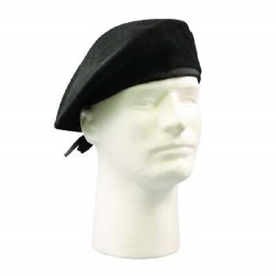Black Wool GI Type Beret Without Flash Military Service 4 Sizes 7 8 $16.99