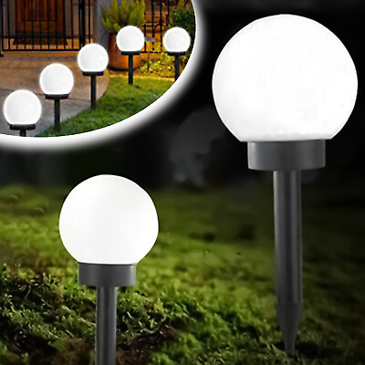 #ad 8xSolar Light Circular Ball White LED Light Courtyard Garden Outdoor Solar Light $36.30